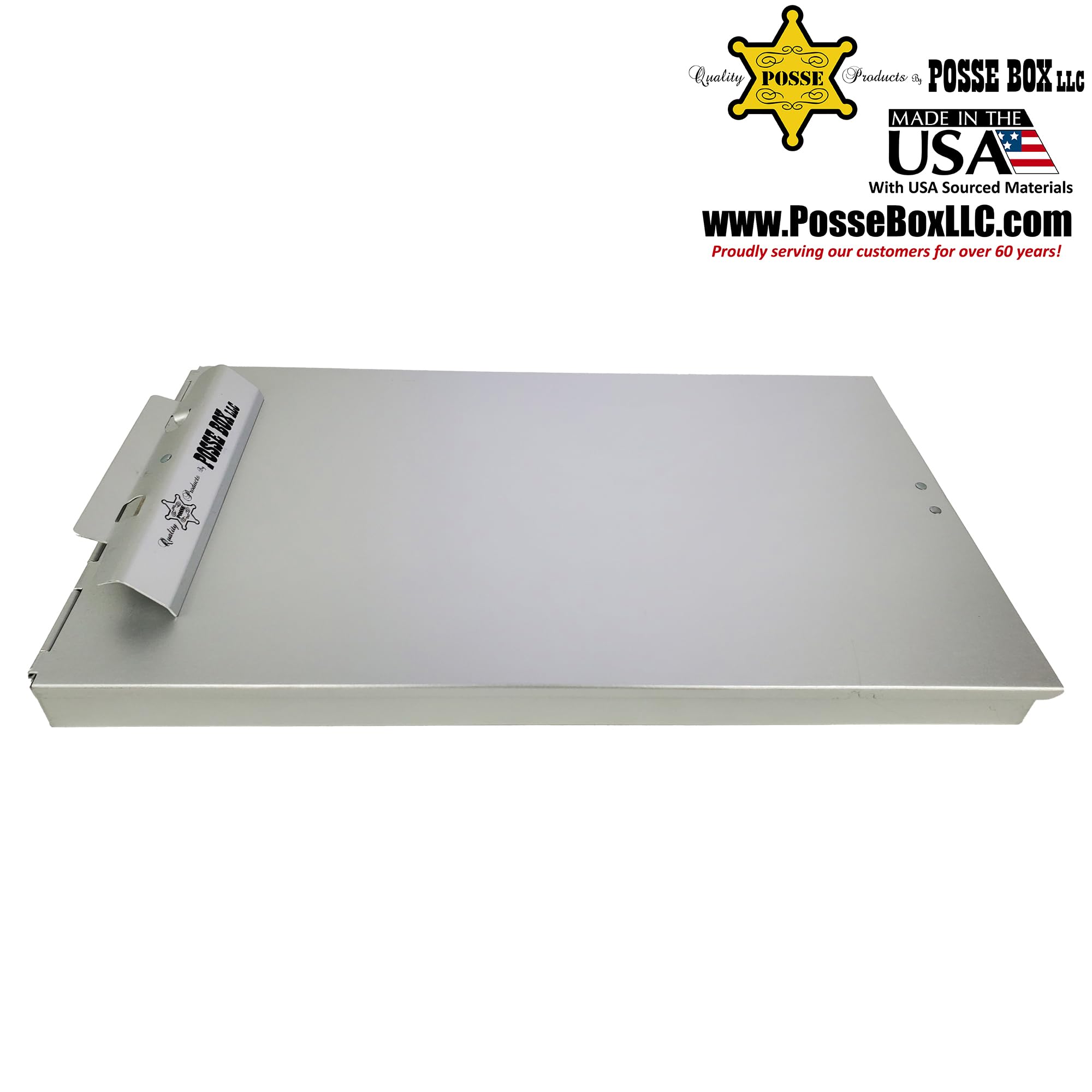 Posse Box - Untere Öffnung mit einem Fach Klemmbrett in legaler Größe PJ-32L, eloxiertes Aluminium, silberfarben, 41,6 x 24,9 x 2,5 cm, Aufbewahrungs-Organizer