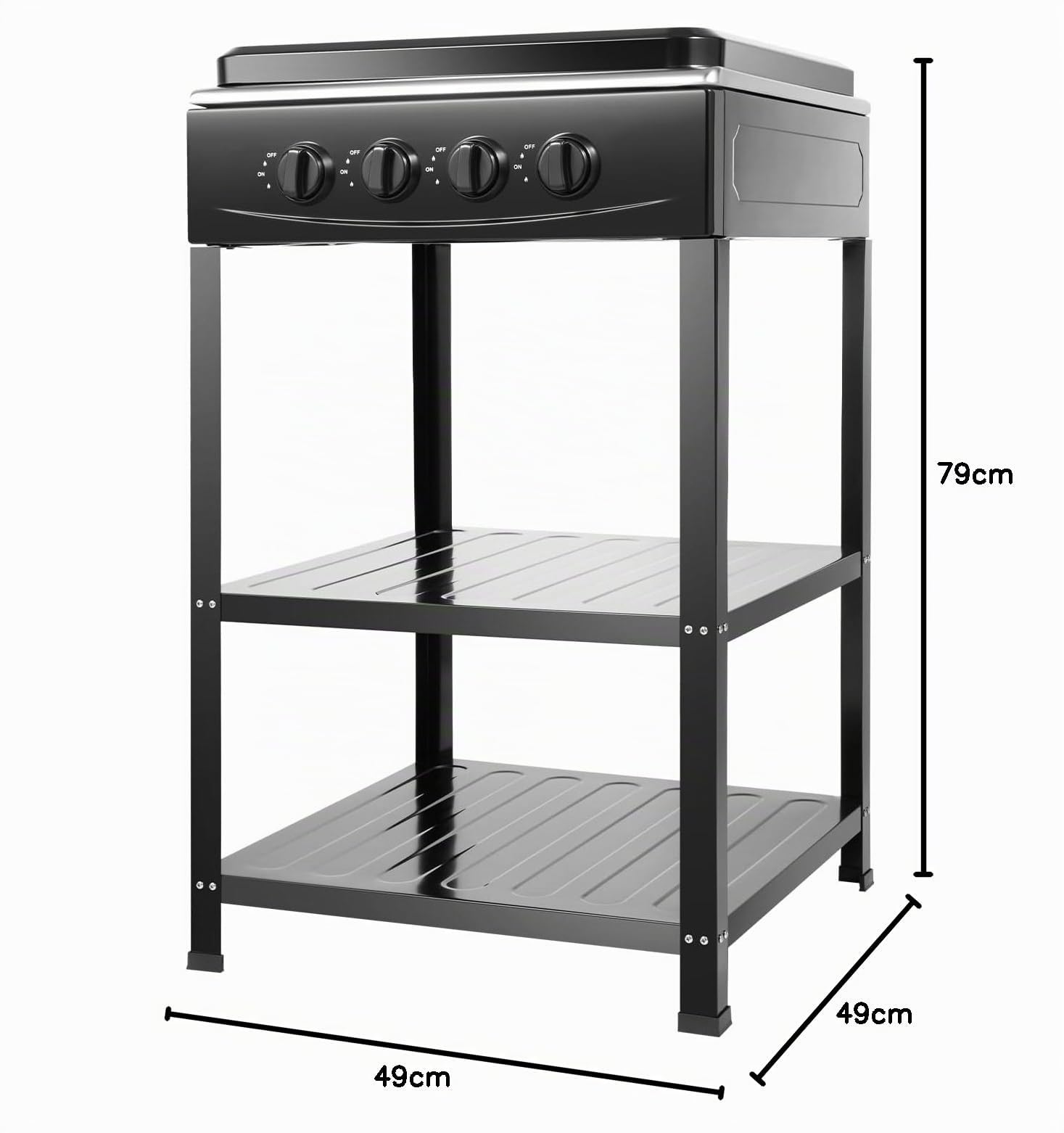 Cuisinière à gaz 4 brûleurs - 4 brûleurs - Plaque de cuisson à gaz autonome - 4 feux avec boutons rotatifs NG LPG - Cadre en fer - 49 x 49 x 79 cm - Pour cuisine, maison, restauration, camping