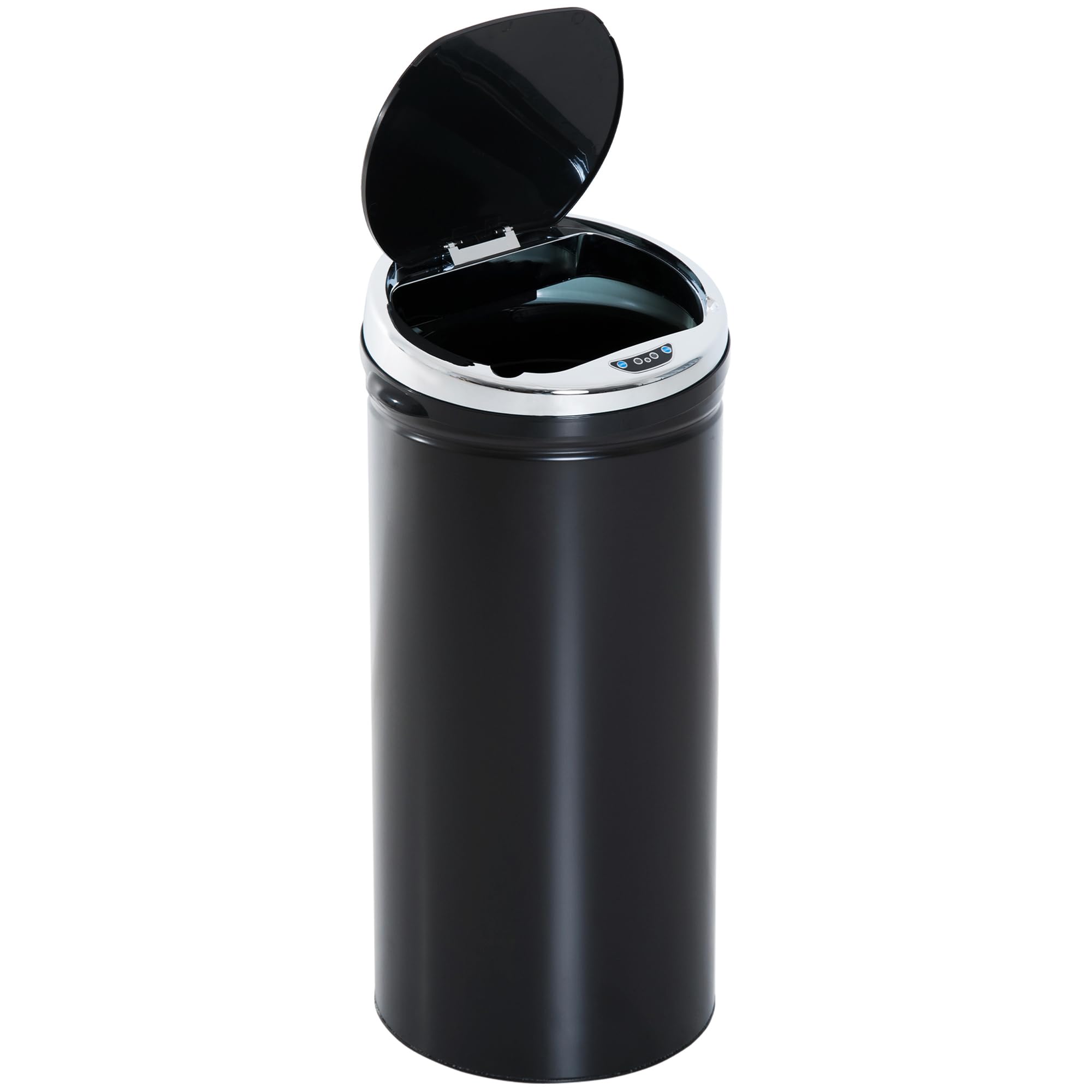 HOMCOM - Papelera automática con sensor de movimiento, 42 L, color negro | Papelera de cocina, acero galvanizado, bandeja interna extraíble