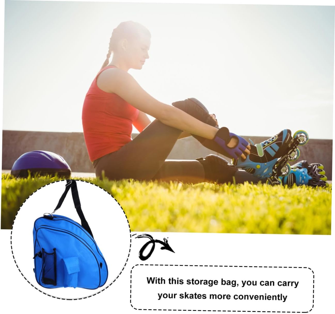 Roller Skates Storage Pouch Lightweight Ice Skate Bag with Stain-resistant Material Easy to Clean and Reuse Versatile Handbag for Youth and Adults