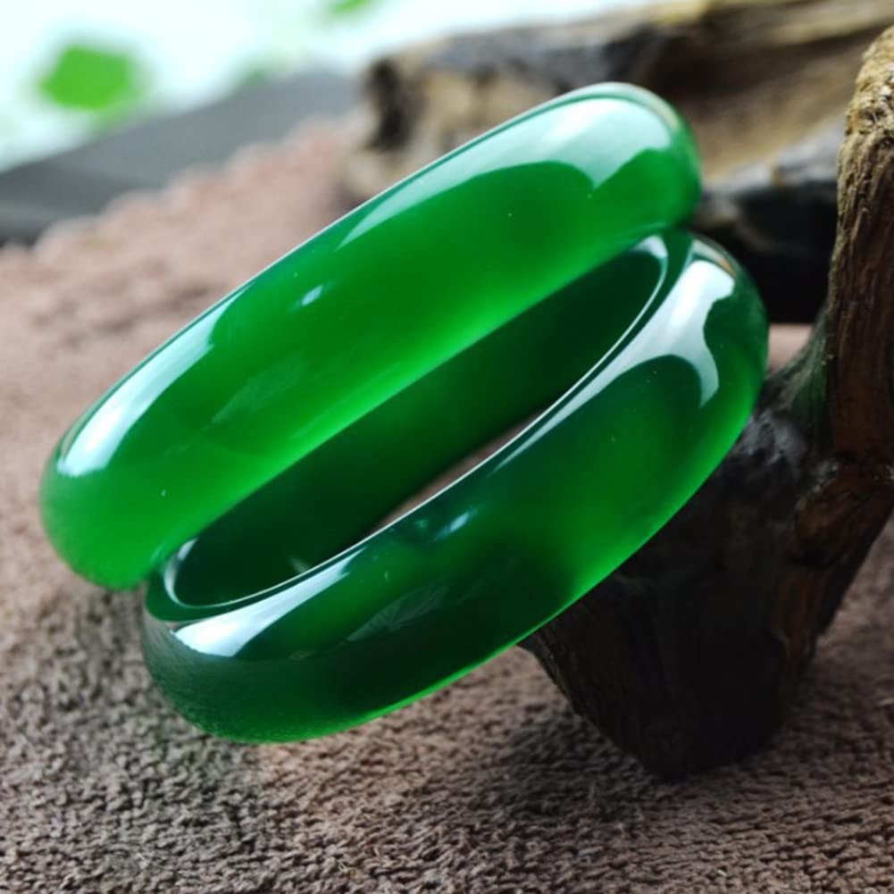 DXDXZDXLUF Gioielli Hetian Smeraldo Giada Diaspro Braccialetto di Giada Naturale Braccialetto di Giada Verde Braccialetti, 61-62mm