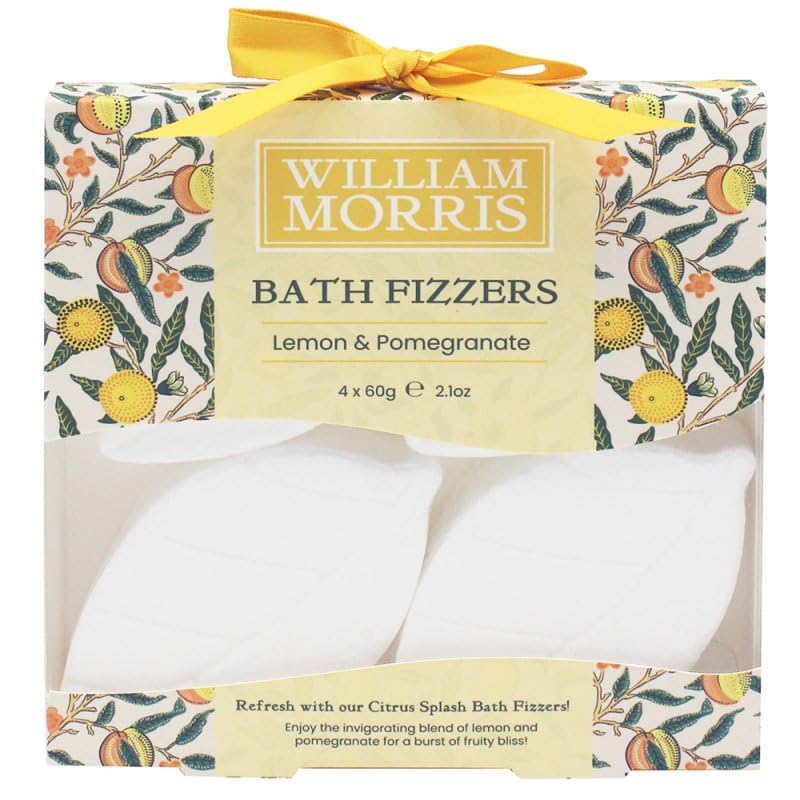 The Leonardo Collection William Morris Fruits Bath Fizzers for Women & Men, White, 1 count (Pack of 4)