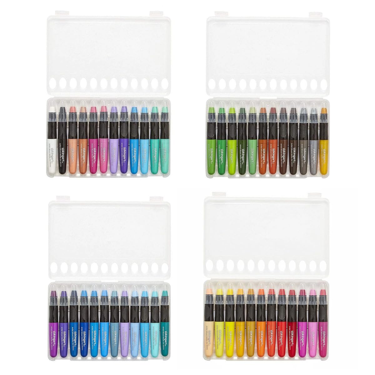KINGART 580-48 GEL STICK Set, Artist Pigment Crayons, 48 Unique Colors, Water Soluble, Creamy, and Odorless, Use on Paper, Wood, Canvas and more
