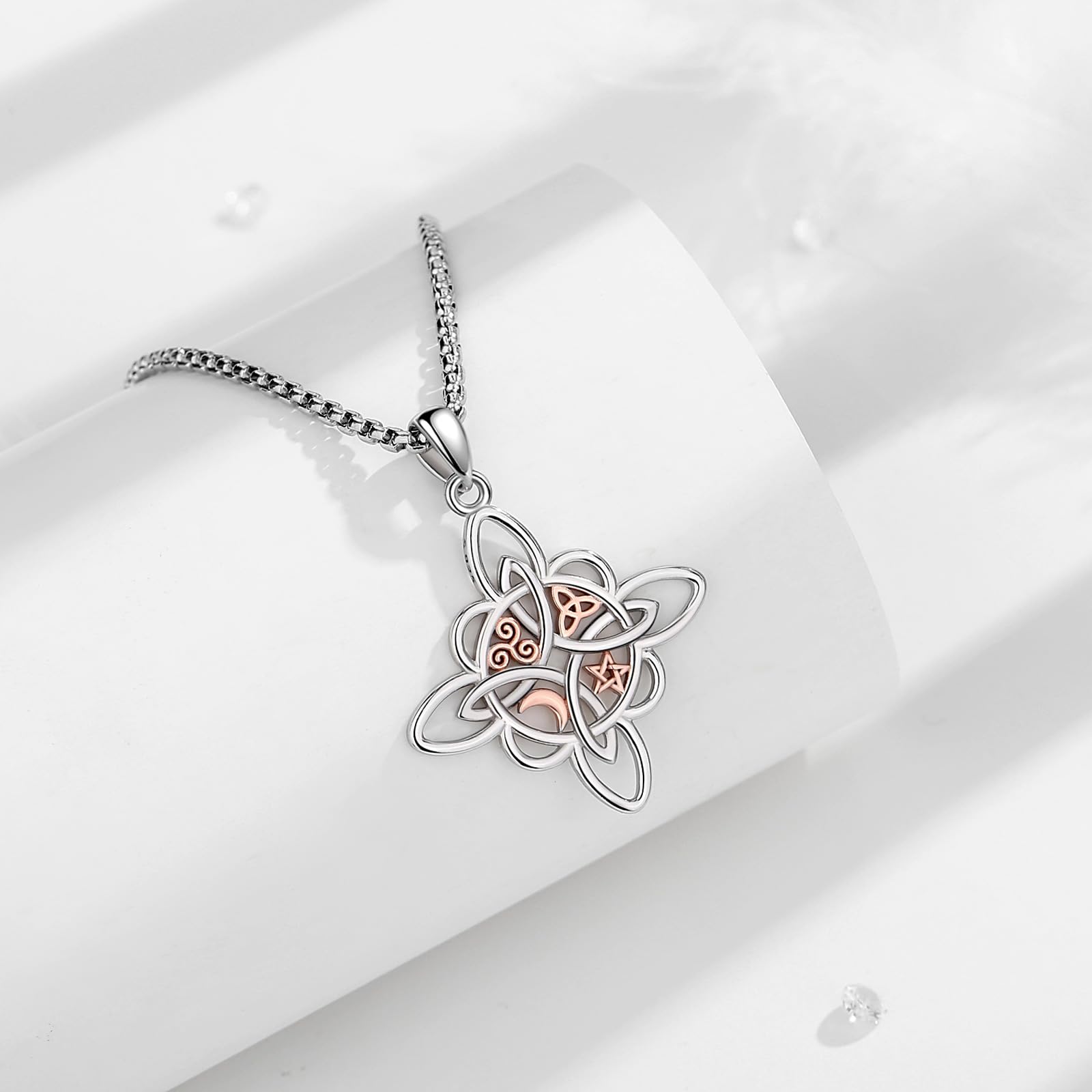 Collana con Nodo da Strega in Argento Sterling 925 per Donna, Ciondolo Originale Nudo de Bruja Plata 925, Amuletos de Proteccion de Brujeria Regalo di gioielli Wiccan, 22"