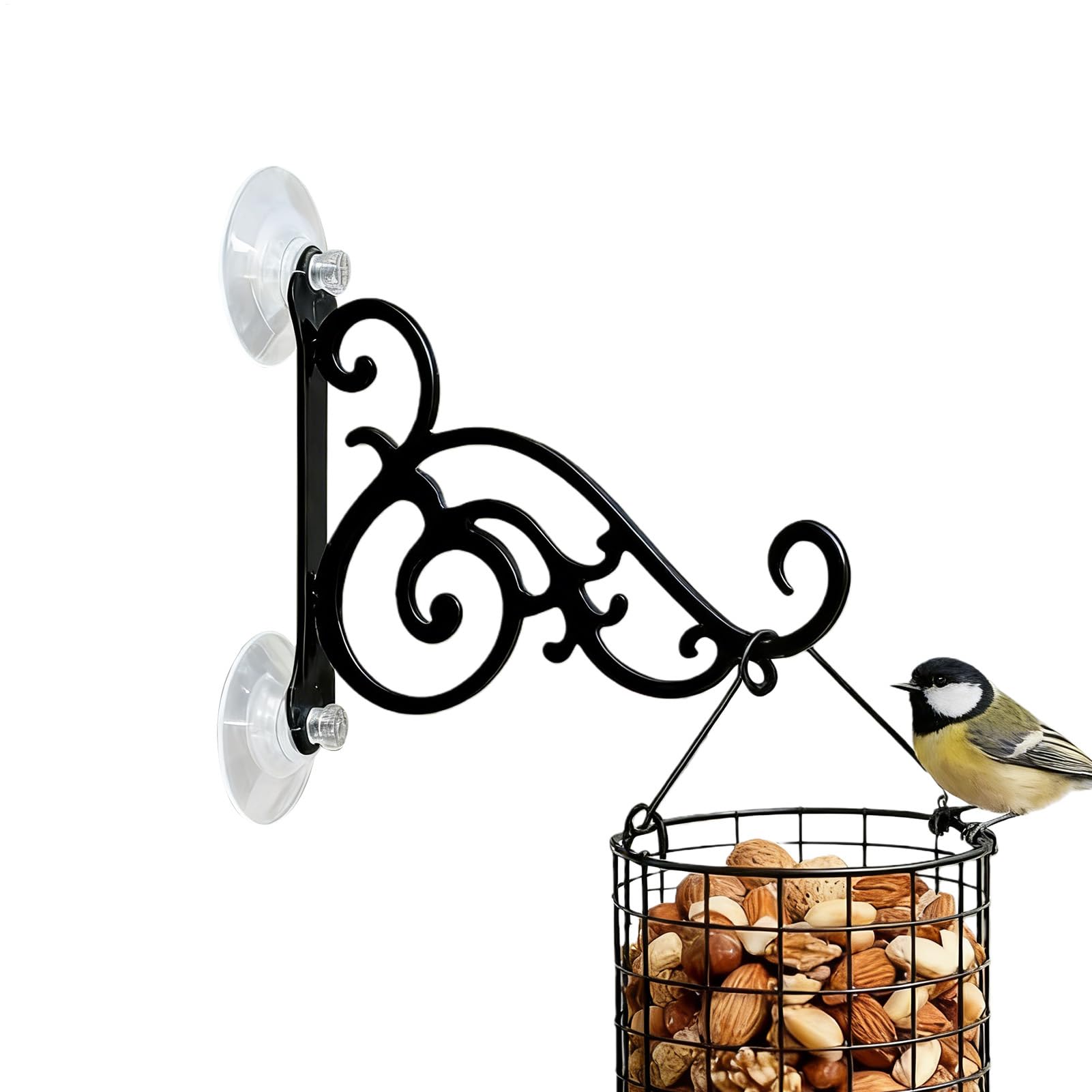 Bird Feeder Hangers - Suction Cup Bracket - Window Bird Feeder Hook | for Water Drinker Dispenser Cage Wind Chimes Plants, Patio, Garden, Deck, Railing, Fence