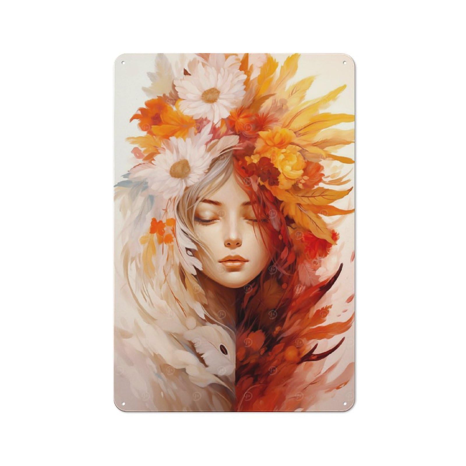 Junmoney Mystic Feathered Beauty Rustic Tin Sign 30X20cm For Café Or Home Bar, Suited To Hospitality Decor Collectors