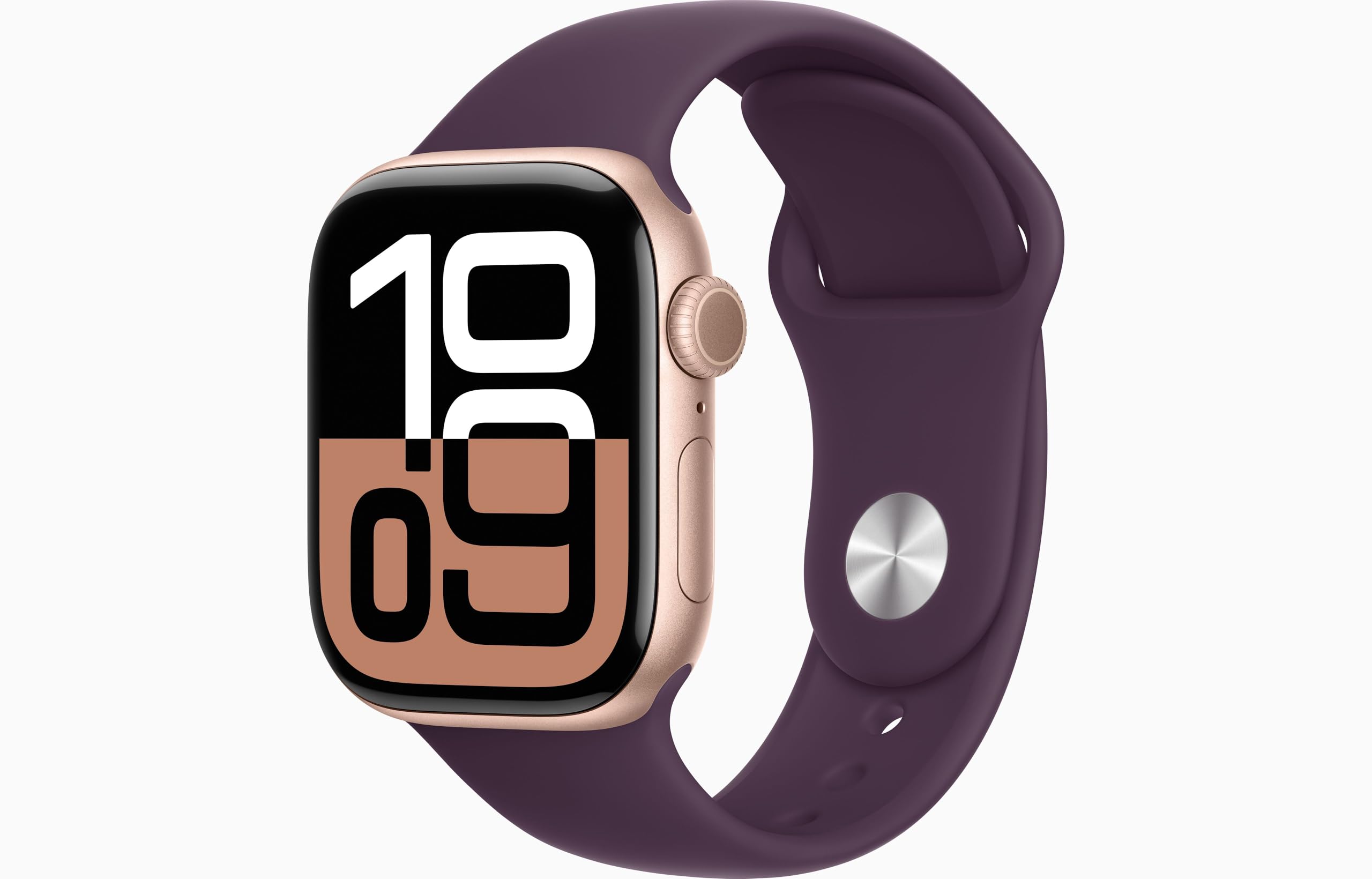 Apple Watch Series 10 [GPS, 42mm] - Rose Gold Aluminum Case with Plum Sport Band, S/M (Renewed)
