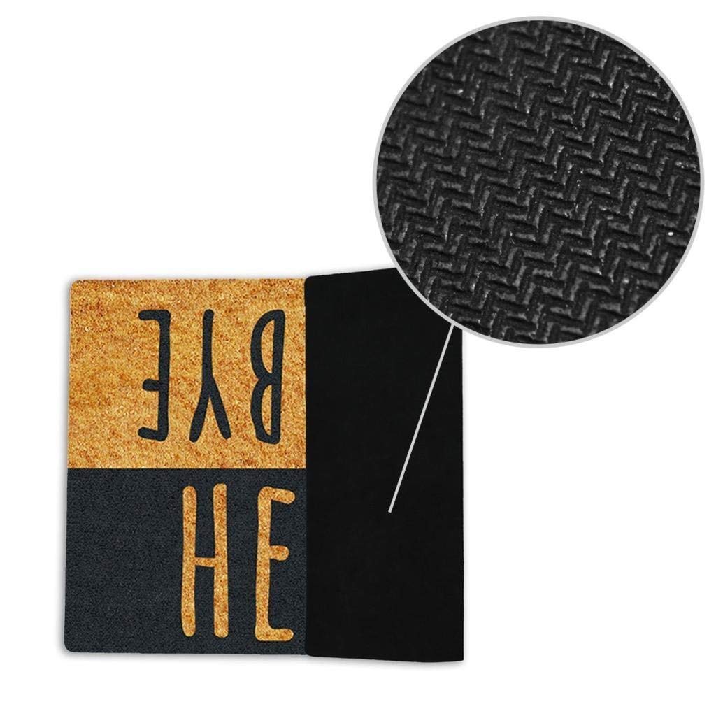 Zerbino In Flanella Di Gomma Per Esterni - Motivo Hello Goodbye - 40x60 Cm - Antiscivolo E Assorbente - 4