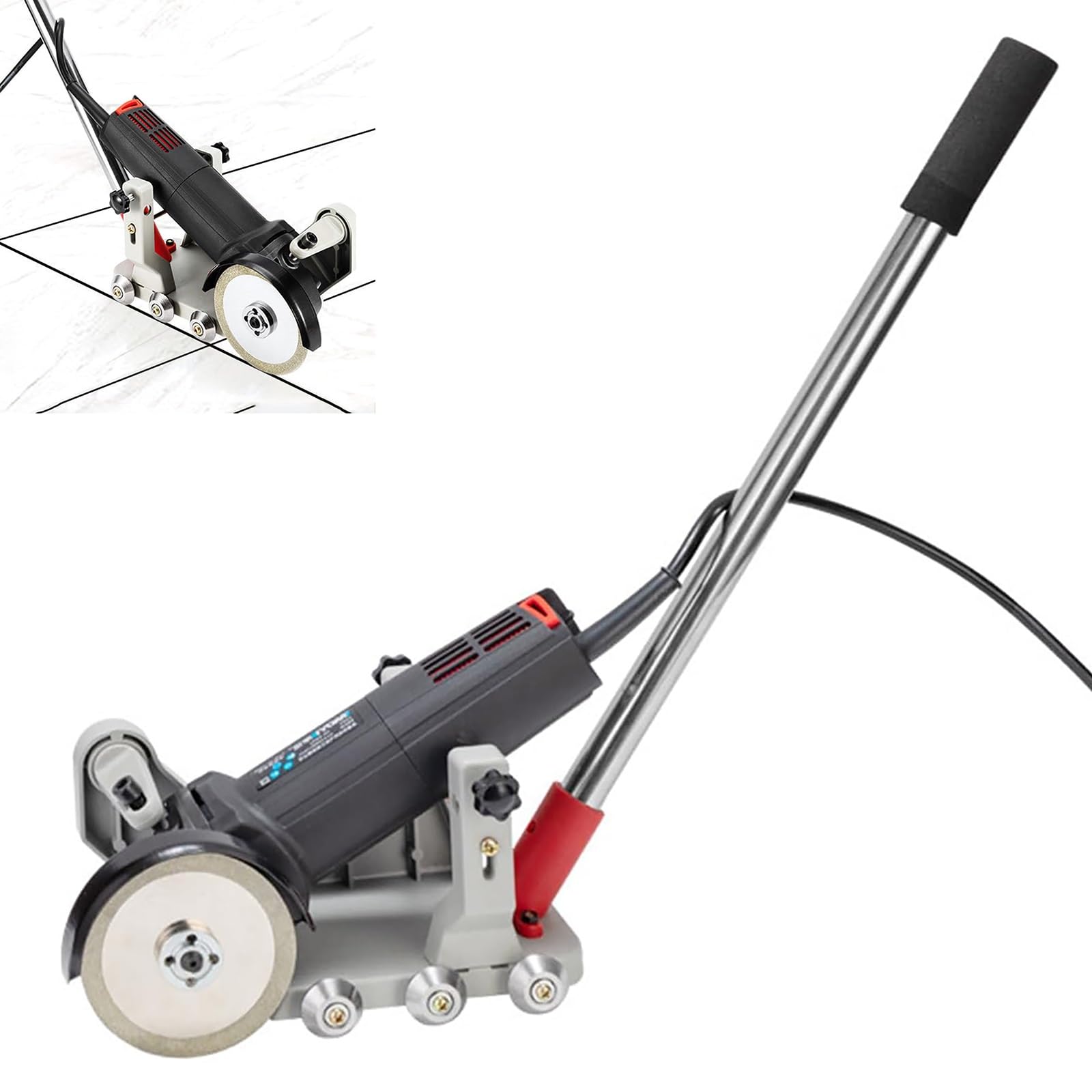 Machine électrique de découpe de joints, kit d'outils de calfeutrage avec 5 lames, nettoyeur de joints de carrelage réglable pour l'élimination des adhésifs et de la rouille, affûtage des lames