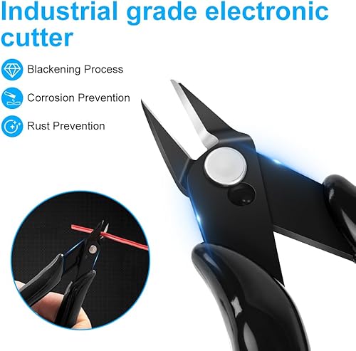 Vista 21 de Ainiv Juego de pinzas de precisión, 11 piezas de pinzas ESD antiestáticas con 1 cortador de alambre micro para modelado, reparación electrónica, 12