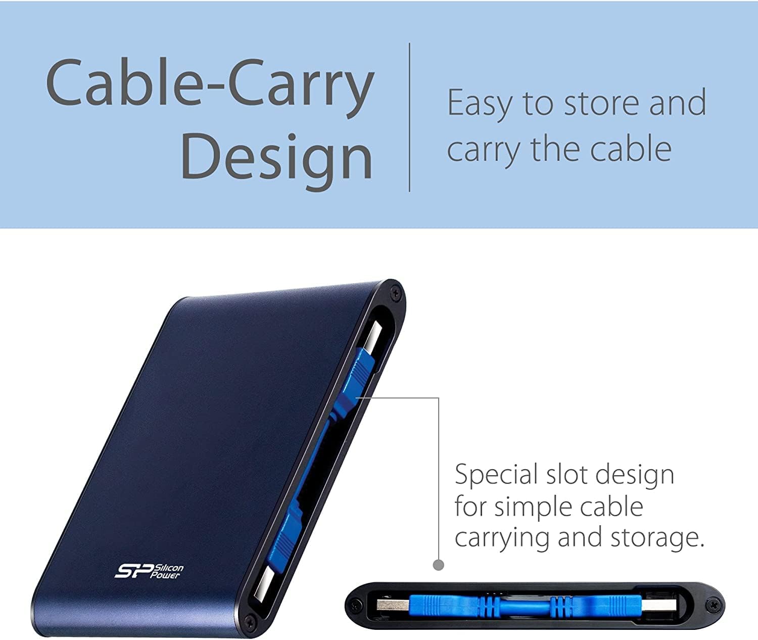 Silicon Power 1TB Rugged Portable External Hard Drive Armor A80, Waterproof USB 3.0 for PC, Mac, Xbox and PS4, Blue