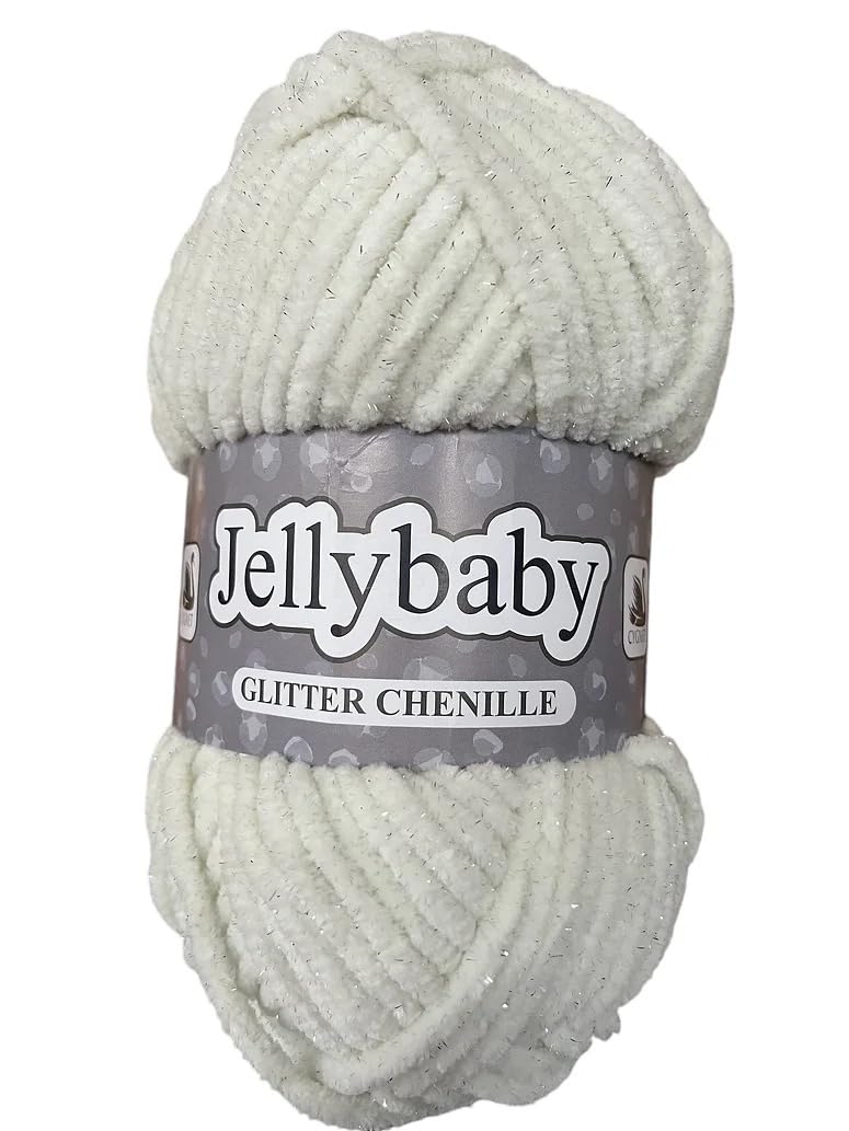 Cygnet Jellybaby Glitter Chenille Chunky Knitting Yarn (Cream Soda 073)