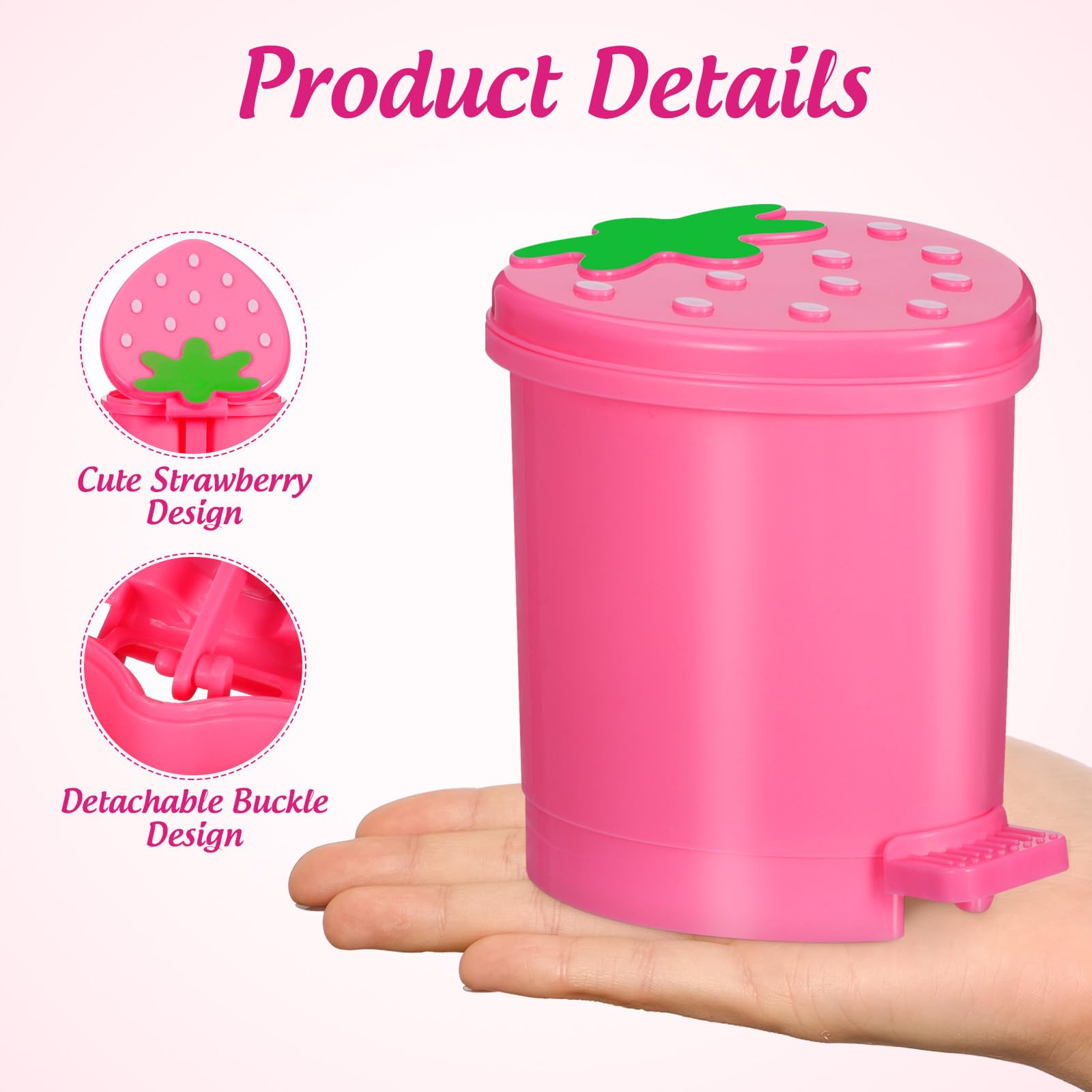 PLAFOPE Cestino per Rifiuti da Scrivania Mini in PP Rosa 10,5X9 CM Contenitore per Carta Pressing Cestino da Ufficio e Casa per Piccoli Rifiuti