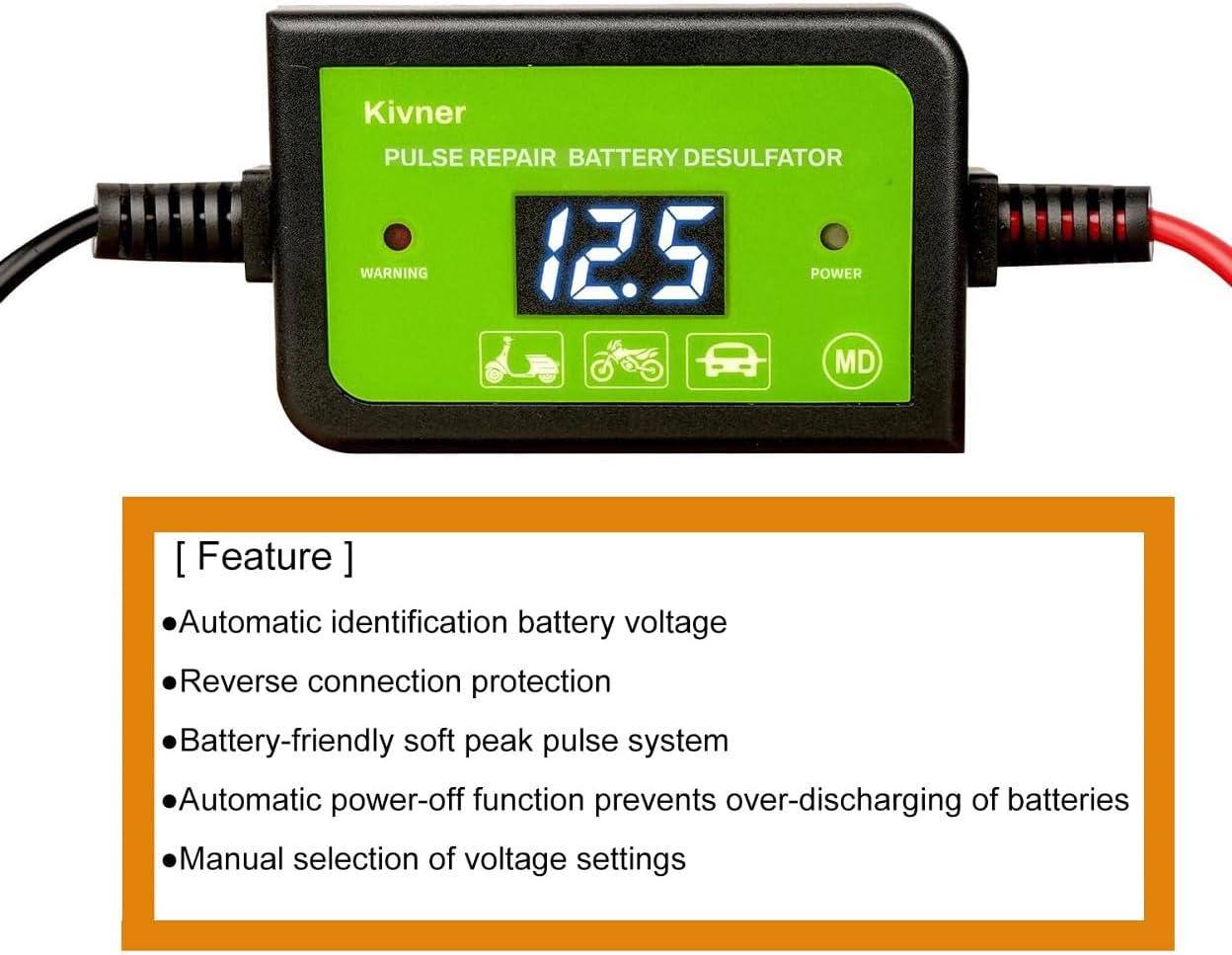12V/24V/36V/48V Automatic Battery Desulfator - Pulse Regenerator, Car/Motorcycle/Solar Compatible up to 200AH, Extends the Life of KVN-BTF48-70 Batteries image 4