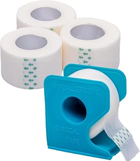 Paper Medical Tape with Dispenser 1" x10 Yards for Medical First Aid [ Lightweight Breathable Microporous Adhesive Latex Free Hypoallergenic Bandage and Wound Dressing Tape (4)