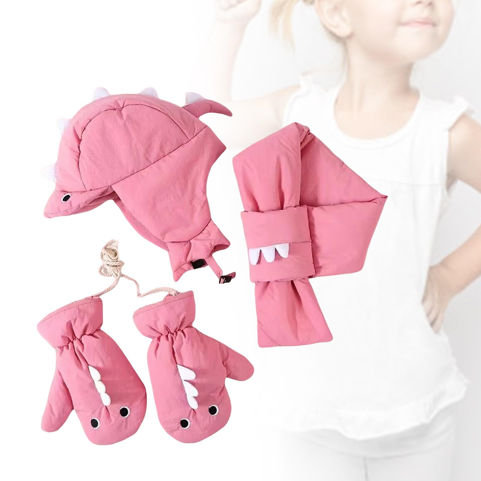 Y Fun Animal Leifeng gorro y manoplas para niños de 3 a 8 años con bufanda a juego cálido invierno invierno invierno gorro cálido