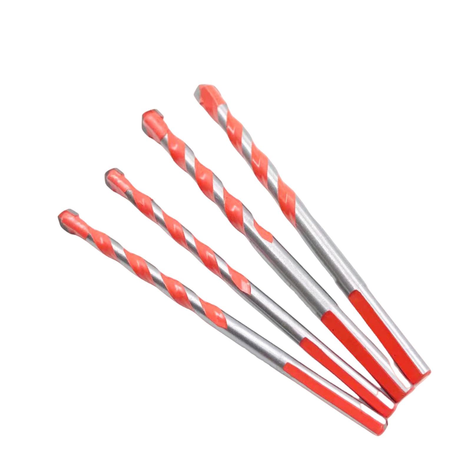 Punta da trapano per cemento con punta triangolare filettata in acciaio al tungsteno da 6-12 mm, per marmo e diamanti, per uso domestico (6, 6, 8, 8 mm)