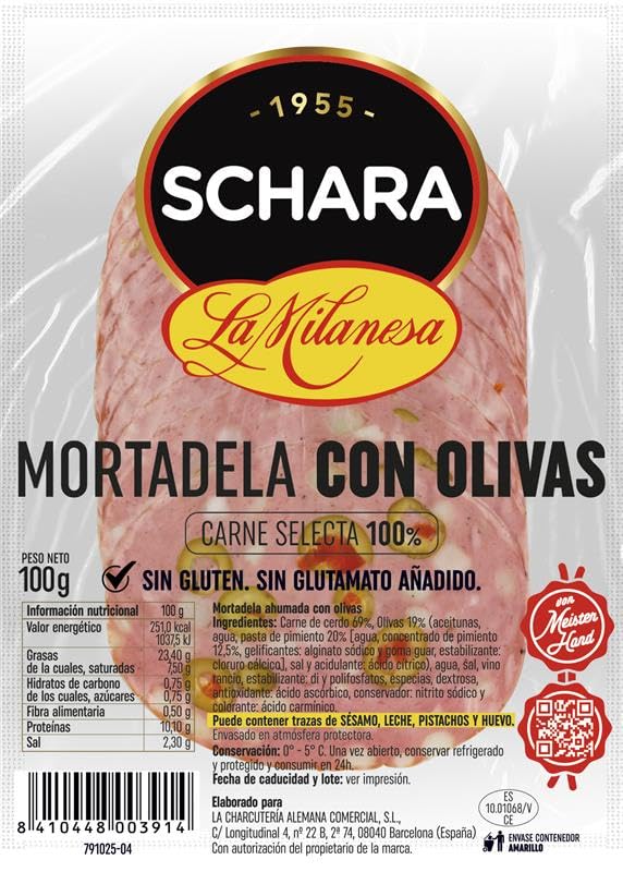 SCHARA-LM Mortadela Con Olivas - Lonchas - 100g