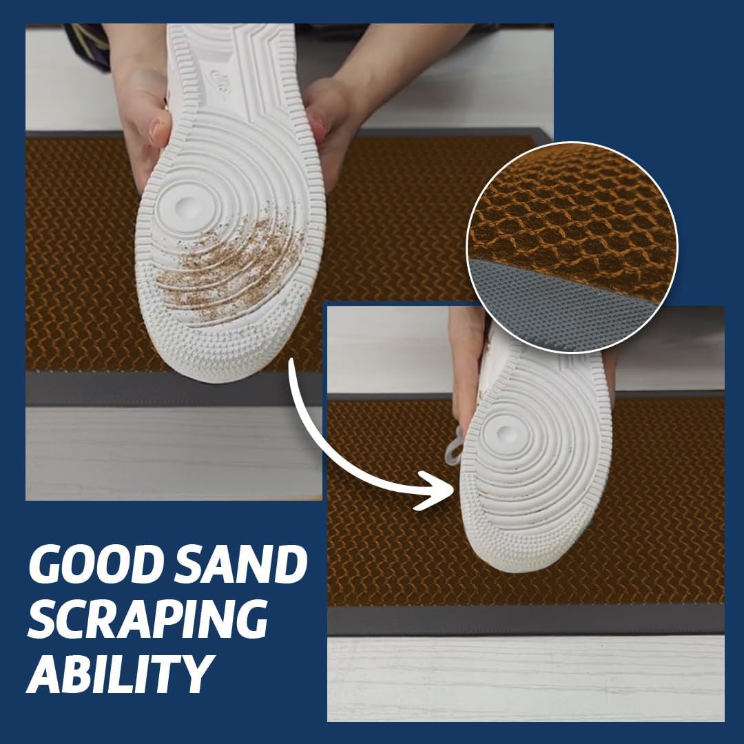 Muddy Mat® Mesh Door Mat Heavy-Duty Quick-Dry Floor Mat, Sand & Dirt Trapper for Indoor & Outdoor, Ideal for Entrance, Mudrooms, Patios & Garages, Low-Profile, Non-Slip, Washable– Orange 16"x24"x0.4"