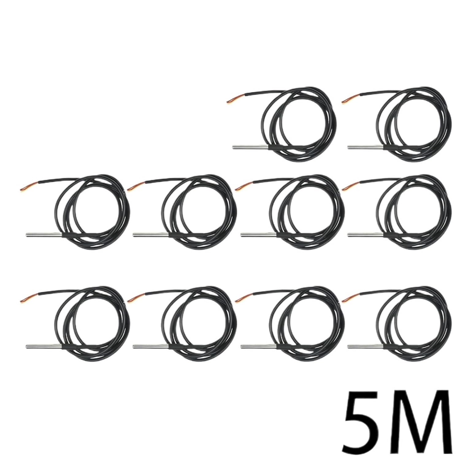 1/10PCS Waterproof Thread Temperature Probe Temperature Sensor Stainless Steel Package 1/2/3/5/10Meter(5 Meter 10pcs)