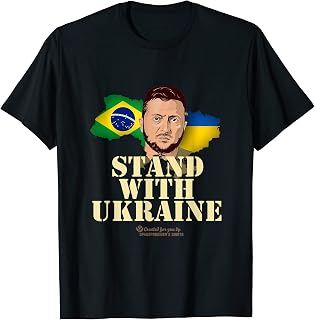 Ukraine Brazil Flags Zelensky Stand with Ukraine T-Shirt