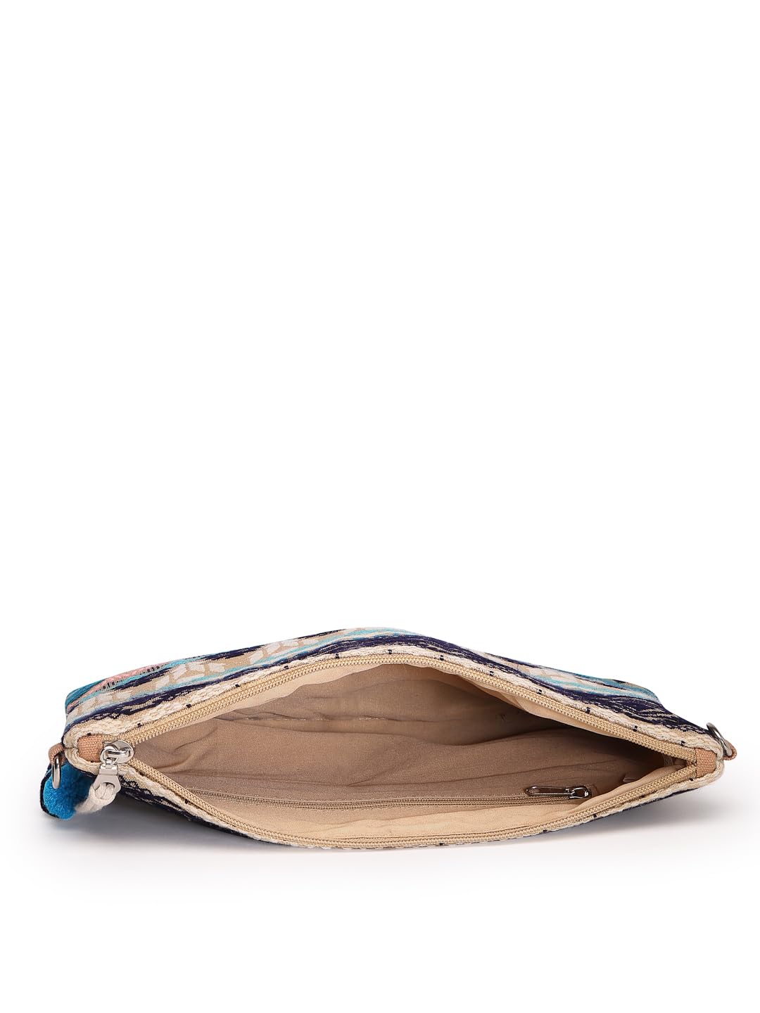 Anekaant Tribal Natural, Ocean Blue & Multi Tribal Cotton Jacquard Sling Bag 4