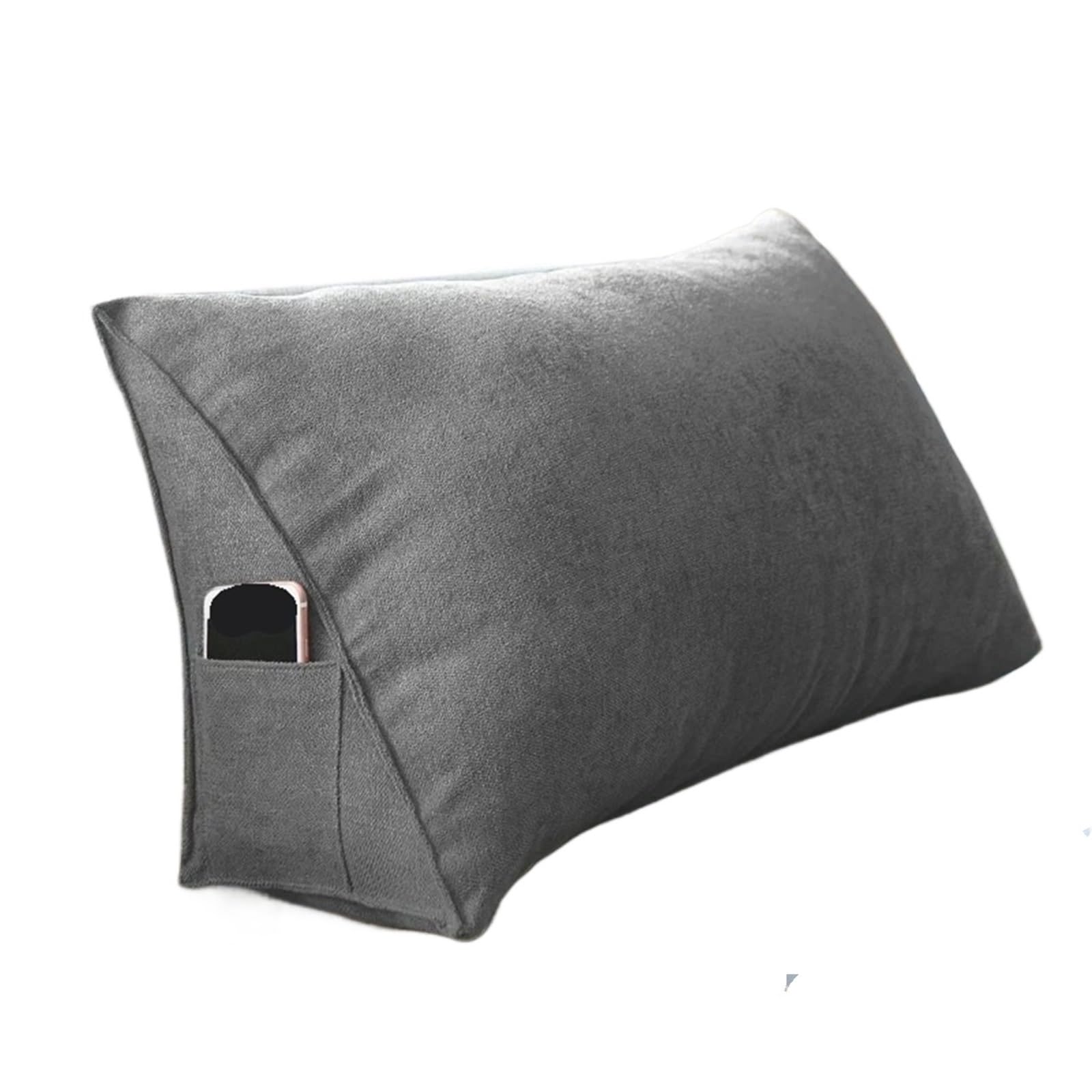 GSXLZ Headboard Pillow Headboard Wedge Pillow Bed Sofa Rest Reading Pillow Bolster Triangular Pillow Sitting In Bed-Backrest Positioning Support(Grey,60x35x20cm 1pc)