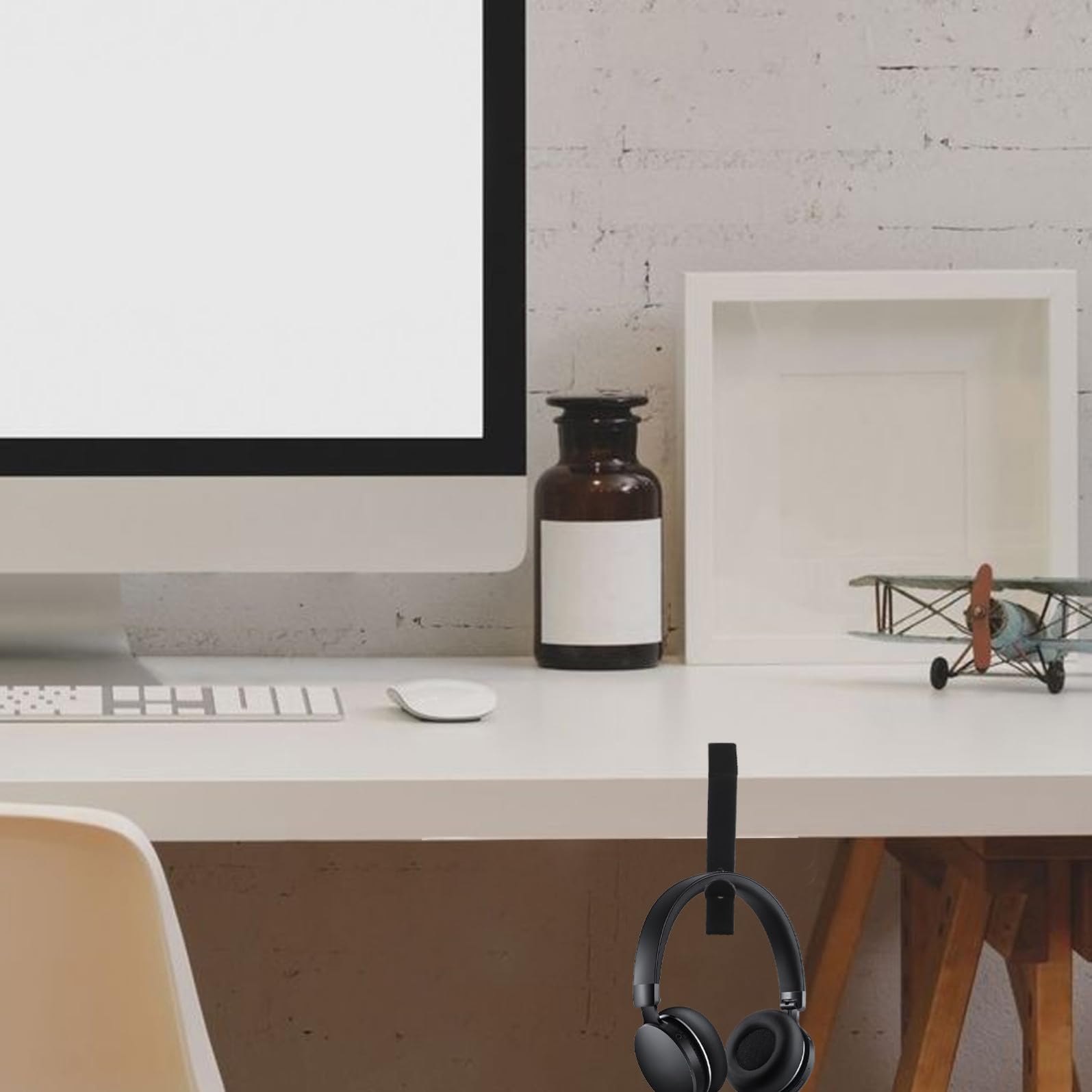 Angoily 2pezzi Supporto Per Cuffie Da Muro Ferro Gancio Per Headset Da Tavolo Organizer Per Auricolari Stabile e Resistente Per Casa Ufficio e Cafe Nero