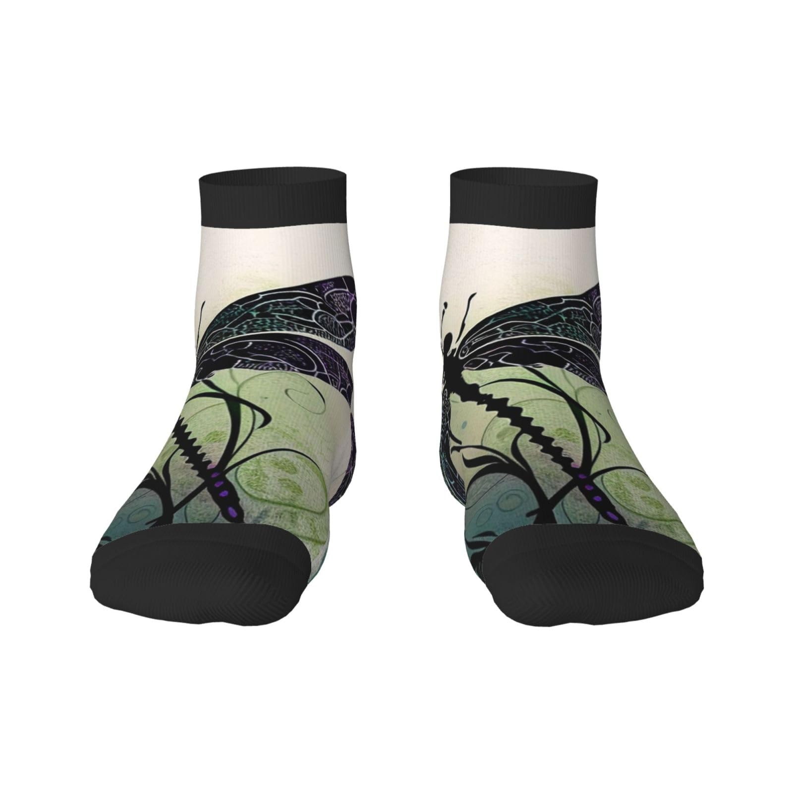 OOZ Dragonfly In Black And Purple Women Socks Summer Women Socks Warm Soft Socks,Sports Socks Running Athletic Socks for Women men,Black