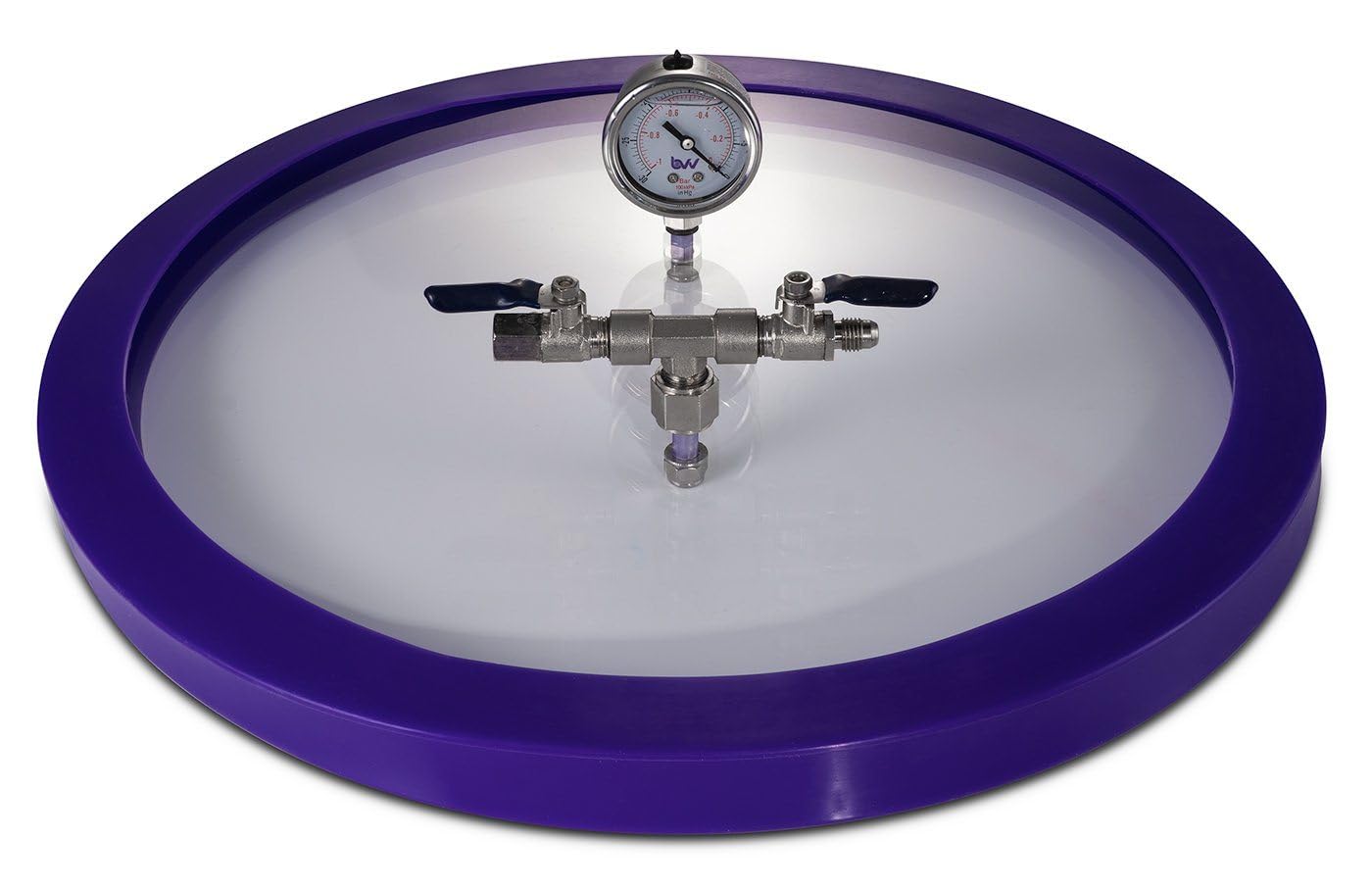 16.75" Diameter Round Vacuum Container Lid - LID ONLY - 2 Holes - Stainless Steel - Screw Top