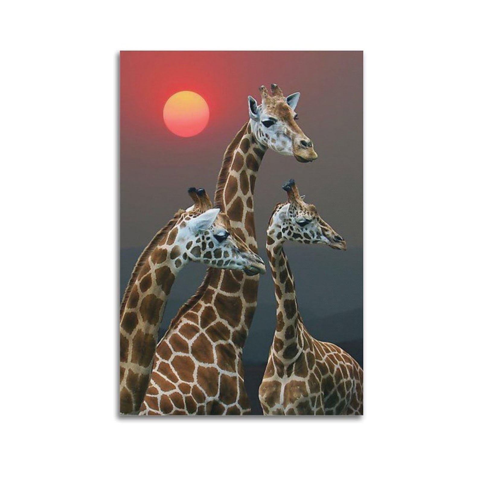 Xkuga Boys Unframe-Style Africa Savannah Sunset Giraffe Wildlife Poster Vintage Modern Decorative Canvas Prints - Ideal Wall Art For Family, Man Cave, Game Room, & Girls Bedroom 12X18inch(30X45cm)