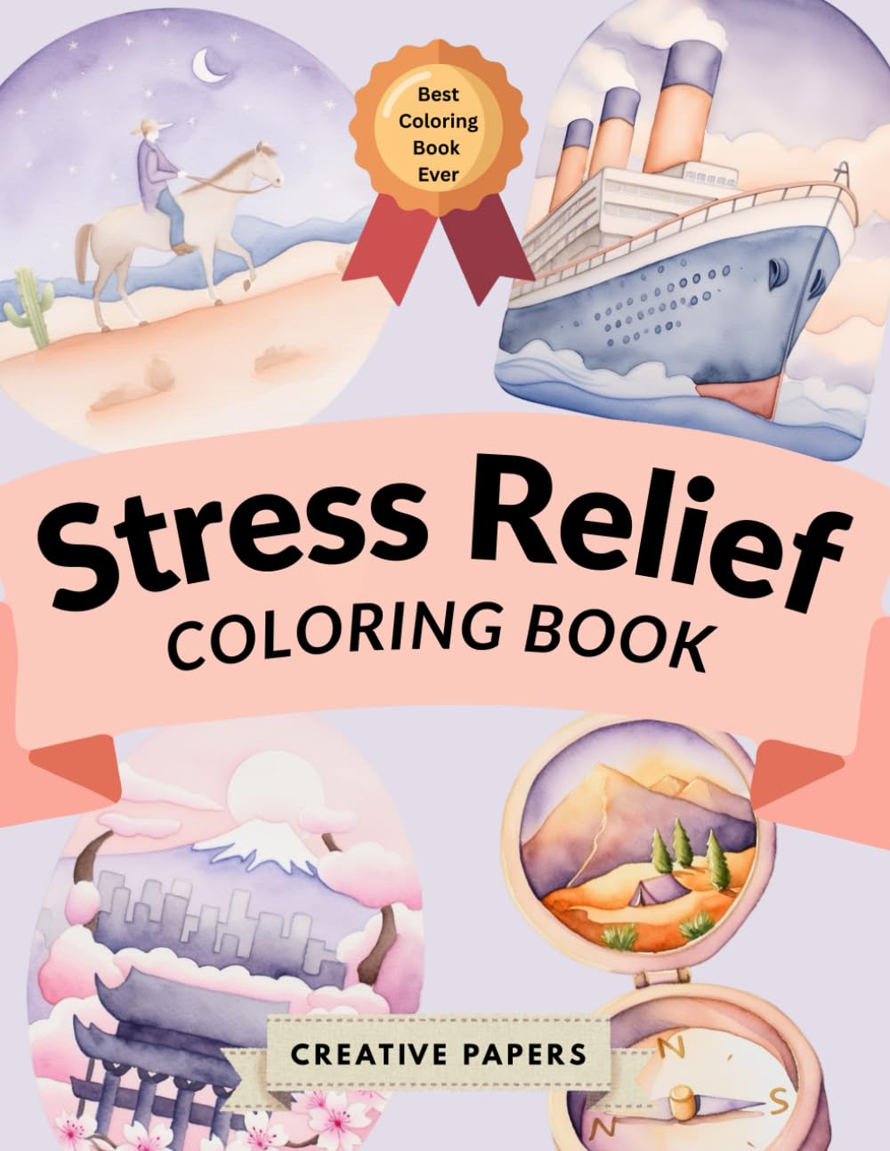Stress-Relief Coloring Book: Simple and Beautiful Art