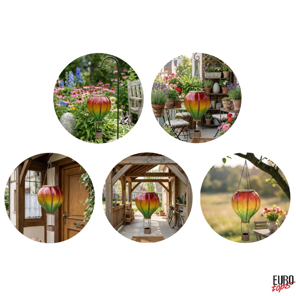 EUROtops Solar-Heißluftballon LED-Beleuchtung wetterfester Kunststoff Outdoor-Dekoration 12 20 40 flackernde LEDs