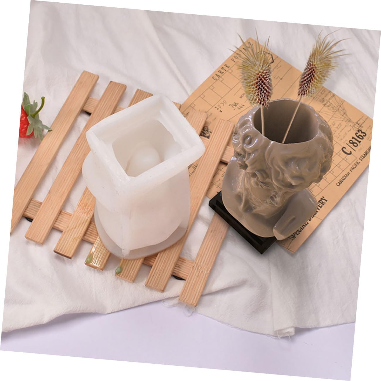 David Head Silicone Plant Holder Mold for DIY Clay Crafting