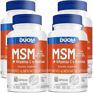 COMBO 4 MSM ENXOFRE ORGANICO 900MG + VITAMINA C BIOTINA 60 CAPS CADA TOTAL 240 CAPS - DUOM