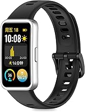 3 Silicone Bands Compatible with Huawei Band 9 and Huawei Band 8 Replacement Watch Wristbands Breathable Soft Comfortable Sports Strap for Men and Women, Black/White, Classic
