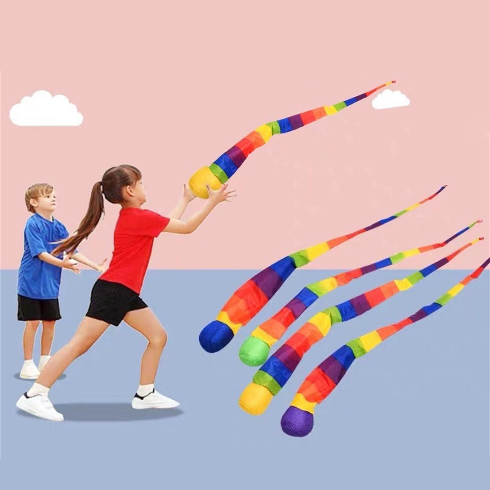 Metor Catch Ball: Himmelsläufer mit strahlendem Band, Aerodynamischer Launcher, vibrierender Stoffschwanz | Trainingswerkzeug für motorische Fähigkeiten, aktives Spiel für Parks, Parks