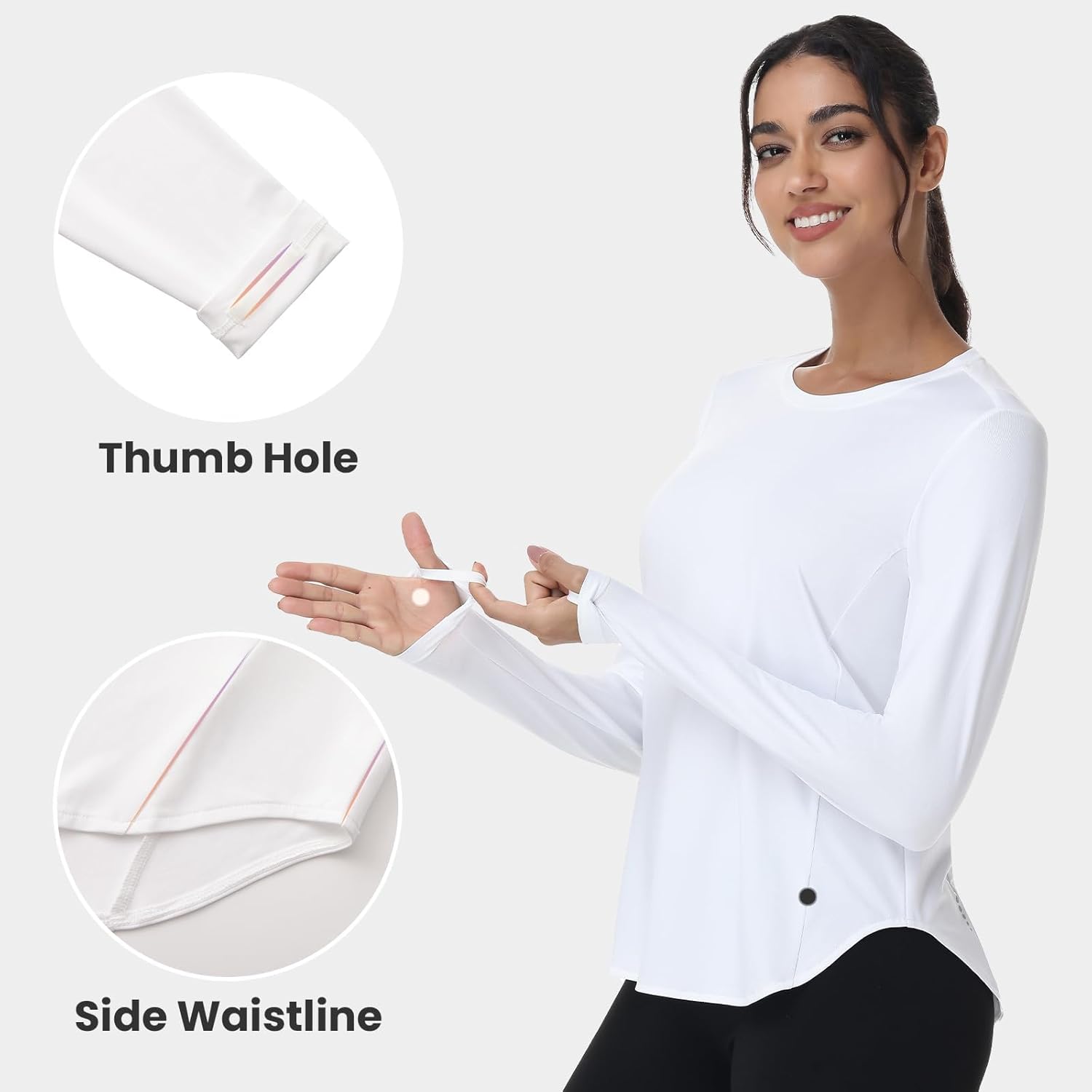 Women's Running Shirts Long Sleeve Workout Athletic Tops Sun Protection Gym Hiking T-Shirts Quick Dry Loose Lightweight - Image 4