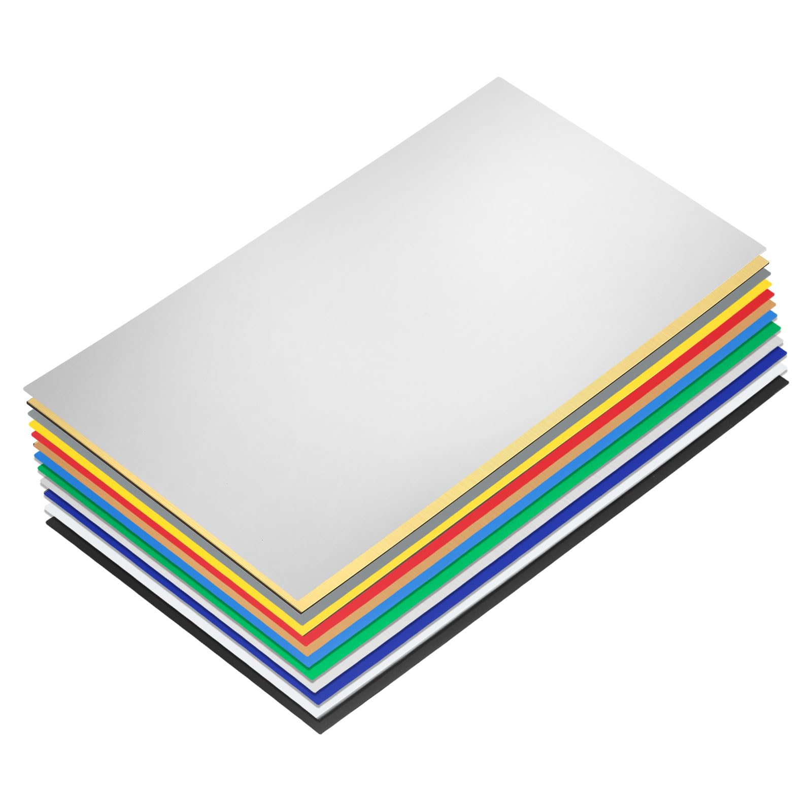 Kozelo 12Pcs Double Color Laser Engraving Blanks | 11.8x6.49x0.05 Inch ABS Engraved Plate Sheets | for Personalized Name Plates, Office Wall Desk, DIY Carving, Multicolor