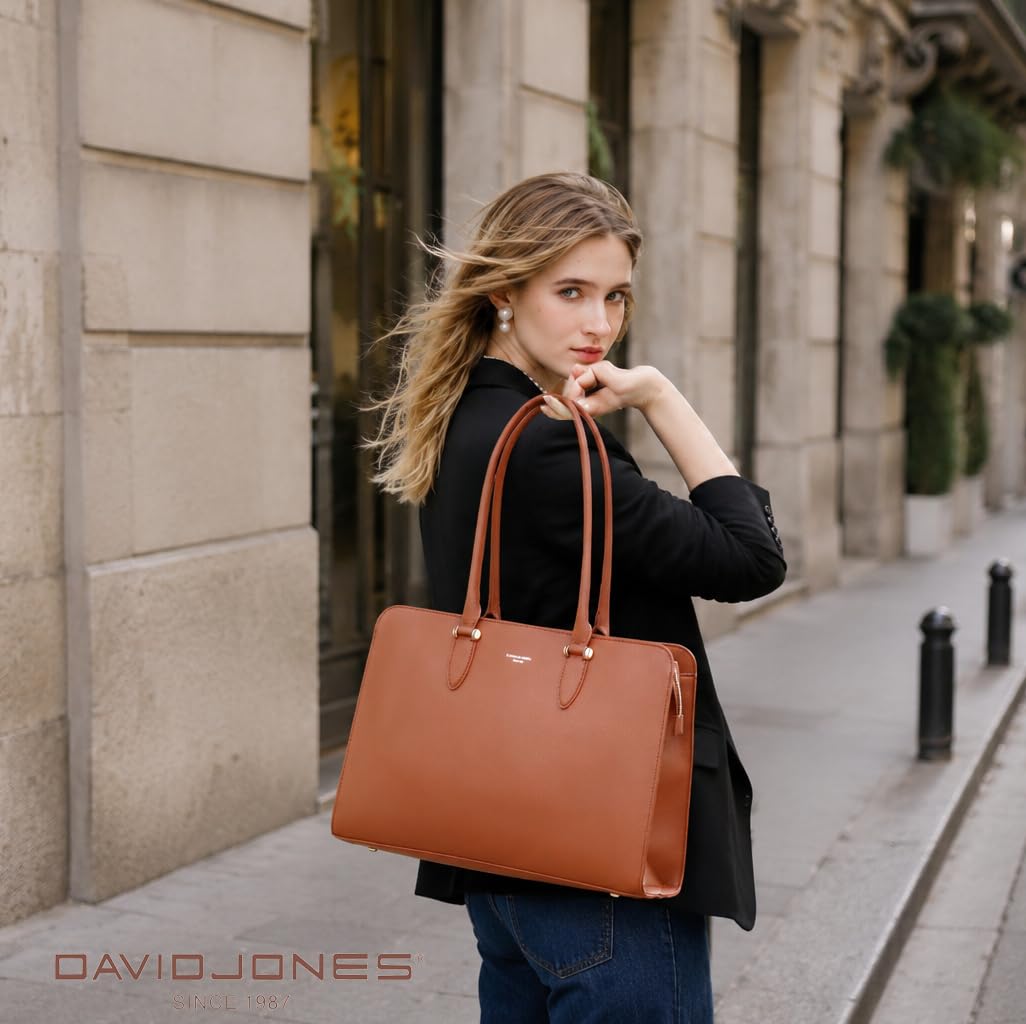 David Jones - Borsa a mano Tote da donna di grandi dimensioni XL - Borsa a spalla lezione scuola lavoro business formato A4 - similpelle PU con manico lungo - Shopper borsa computer