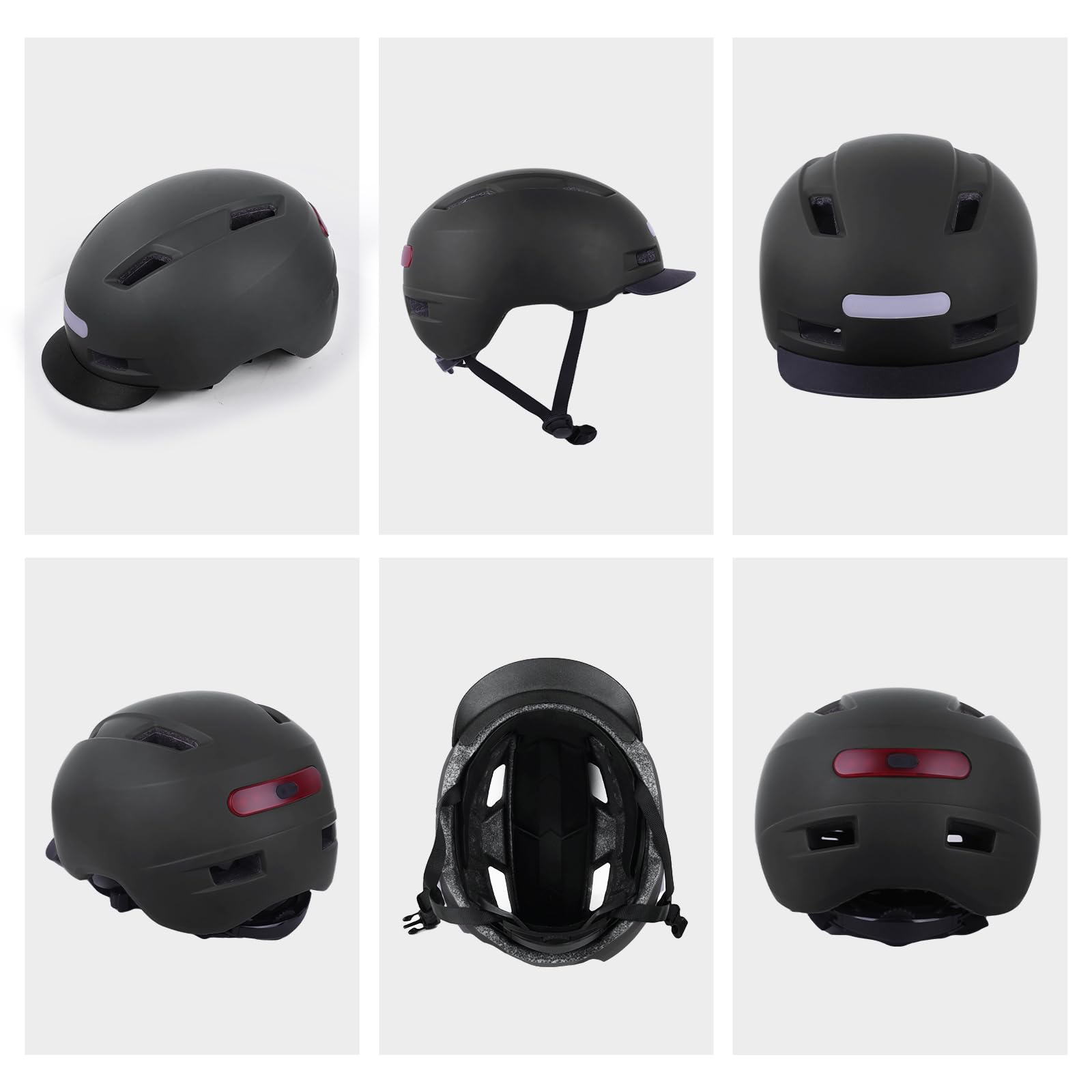 Shinmax Casque Velo Homme Femme avec 5 Modes Lumière USB et Visière, Casque Trottinette Electrique Adulte