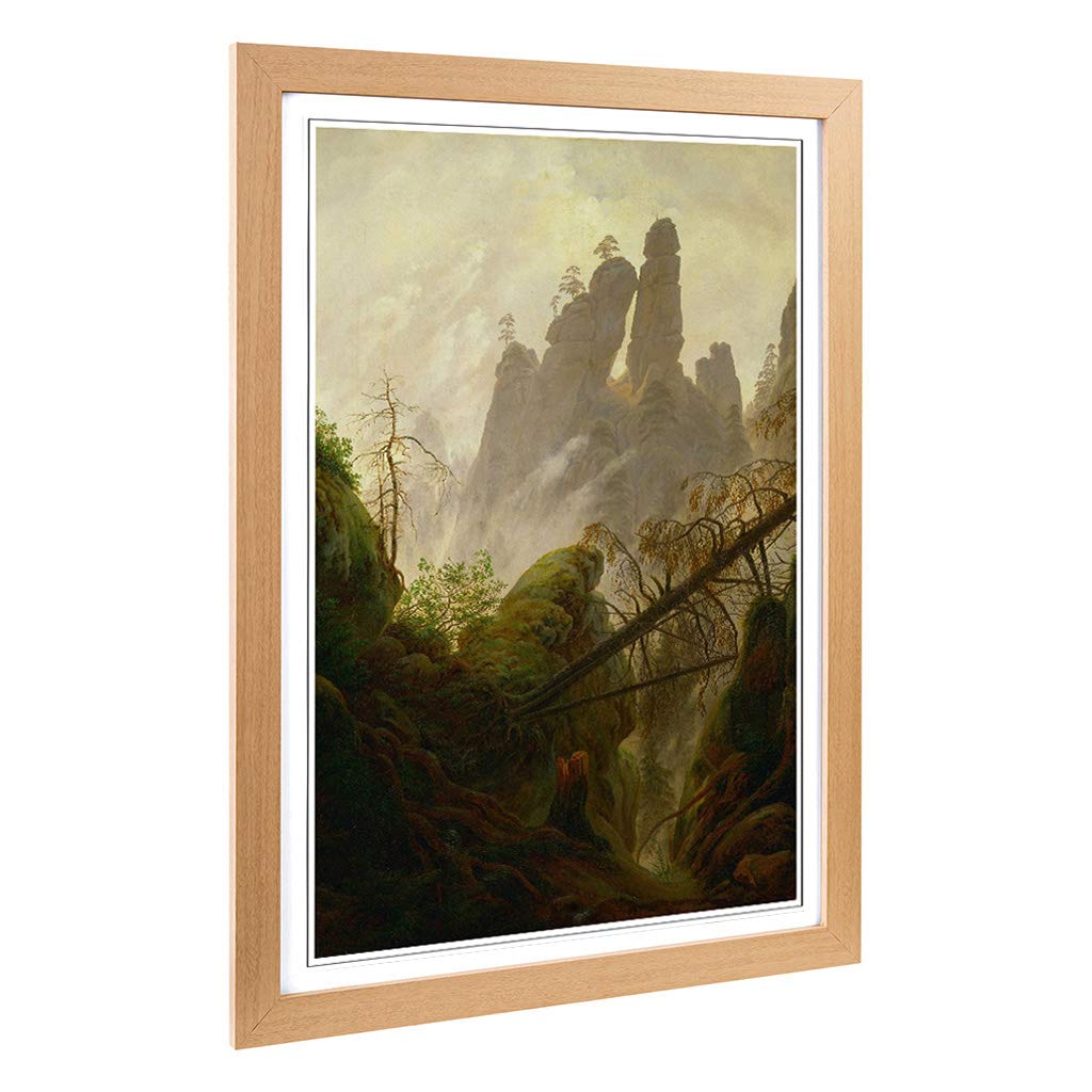 Big Box Art Framed Print of Friedrich Caspar David Rocky Ravine Design | Wall Art Picture | Home Decor for Kitchen, Living Room, Bedroom, Hallway, Oak, A2 / 24.5x18 Inch / 62x45cm