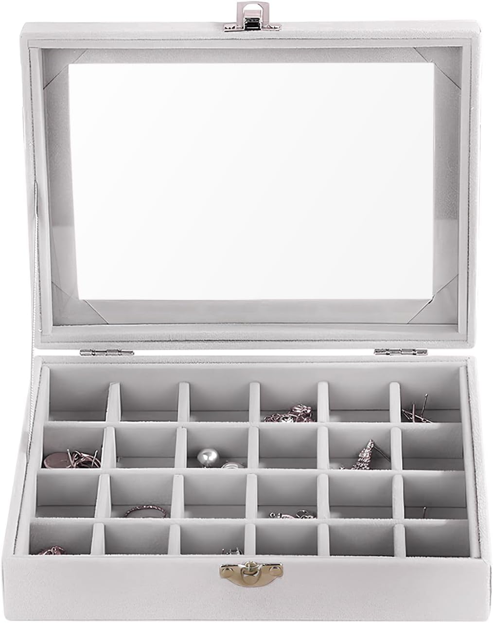 THETAG Jewellery Box, Women's Jewellery Box, Ring Box for Bracelet, Necklace and Earrings, Grey