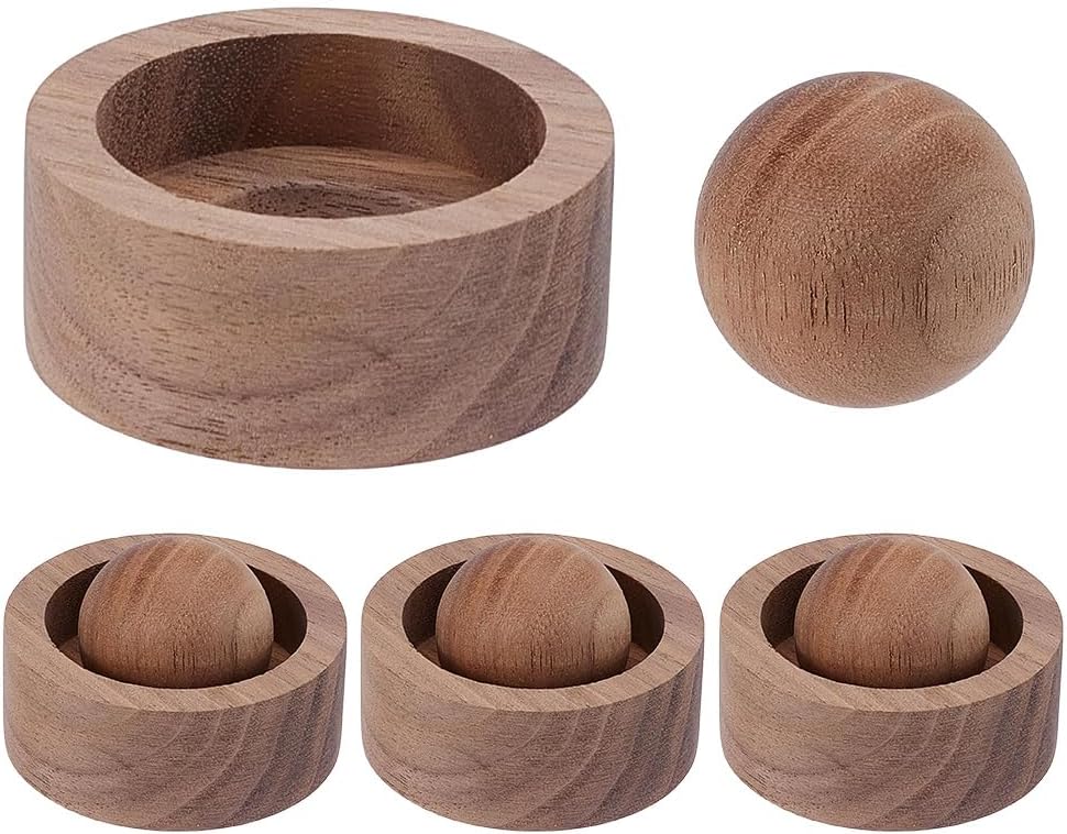 WEBEEDY 4 Sets Wooden Essential Oil Diffuser Round Ball Aroma Diffuser Long-Lasting Scent Walnut Wood Passive Diffuser for Home Office Car Yoga Hall Aromatherapy Gift Set