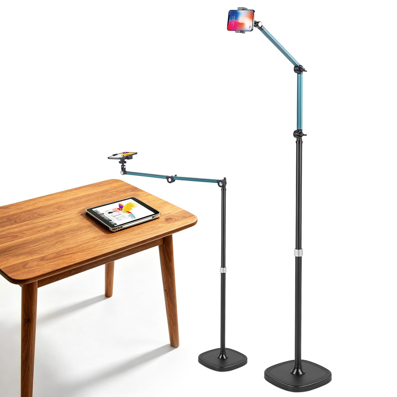 Gugxiom Overhead Stativ Handy, 170cm Handy Ständer für Smartphone, 360° Drehbare Handyhalterung für Kochvideos, Zeichnen, Live-Streaming, Meetings und Videoaufnahmen
