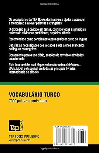 Vocabulário Português-Turco - 7000 palavras mais úteis (European Portuguese Collection) (Portuguese