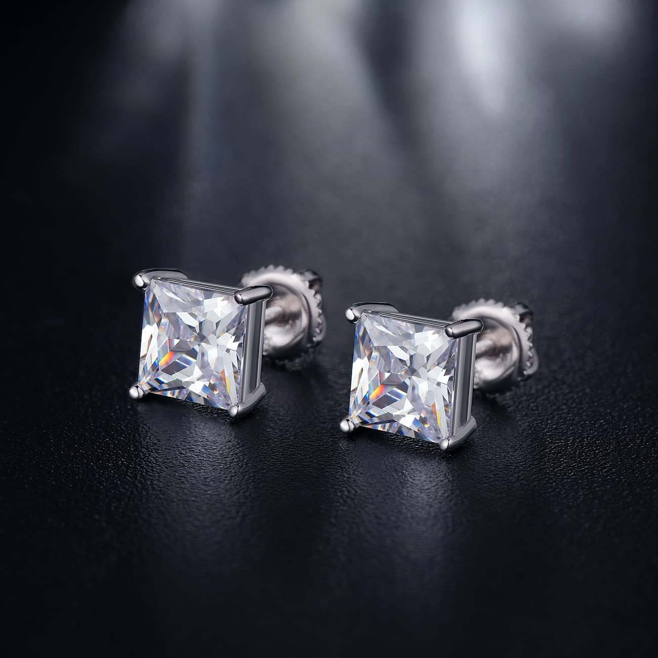 jiamiaoi 18K Weißegold plattiert Ohrstecker Silber 925 mit Schraube Ohrring Stecker, Nickelfrei Zirkonia Diamant Ohrstecker für Herren Damen 4mm-8mm