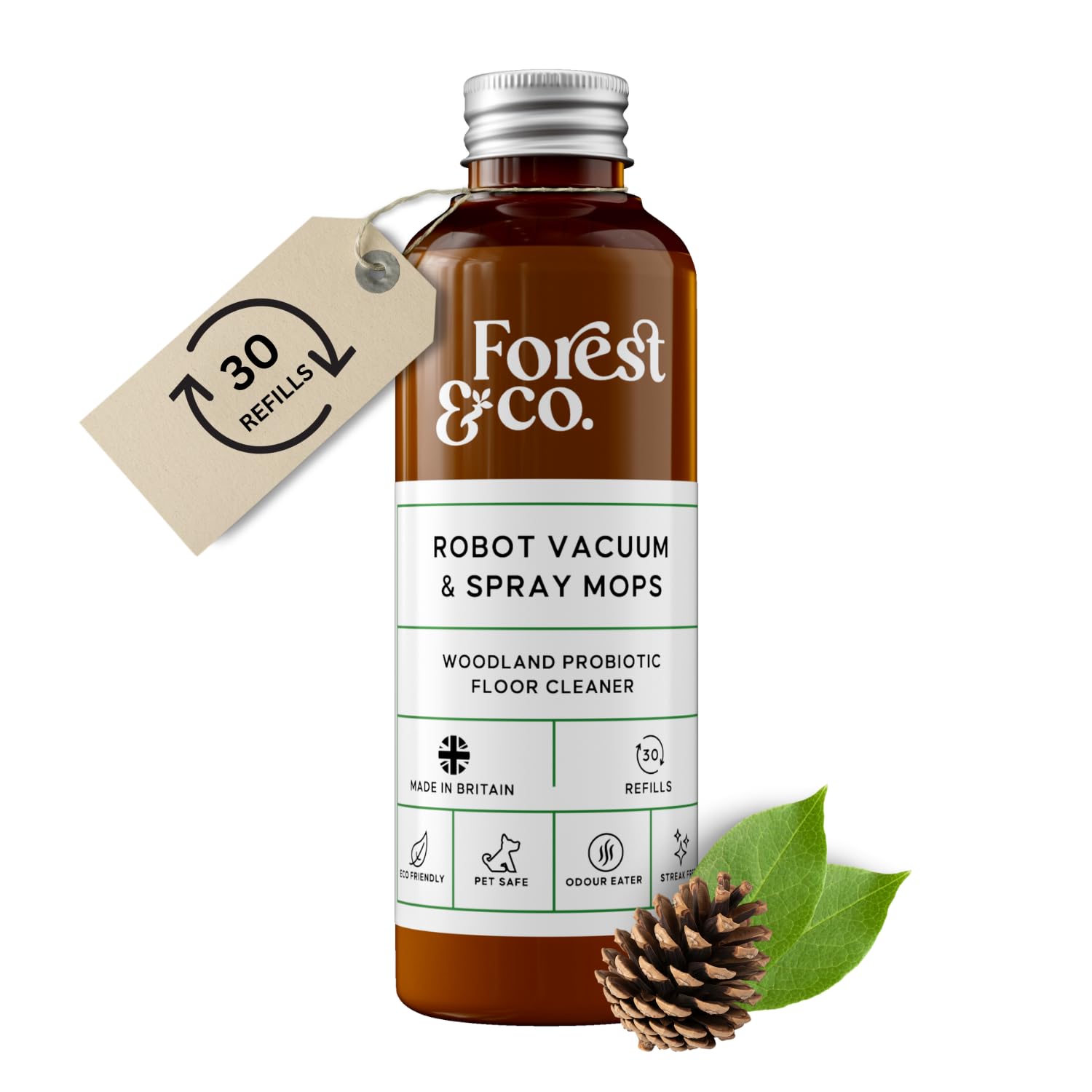 Non Toxic, Pet Safe, Floor Cleaner Liquid | 30 Tank Refills | For Robot Vacuums & Spray Mops | Powerful Eco Friendly Concentrate for All Surfaces - 100ml