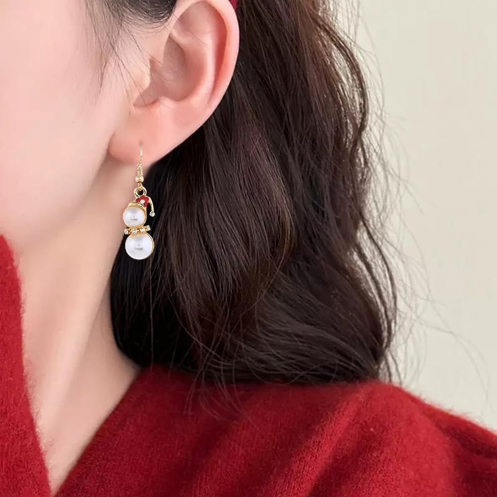 Christmas Jewelry Set Gifts for Womens Girls Teens Gold Plated Tiny Small Cute Dainty CZ Drop Dangle Hook Earrings Crystal Pendant Choker Necklace Thanksgiving - Image 2