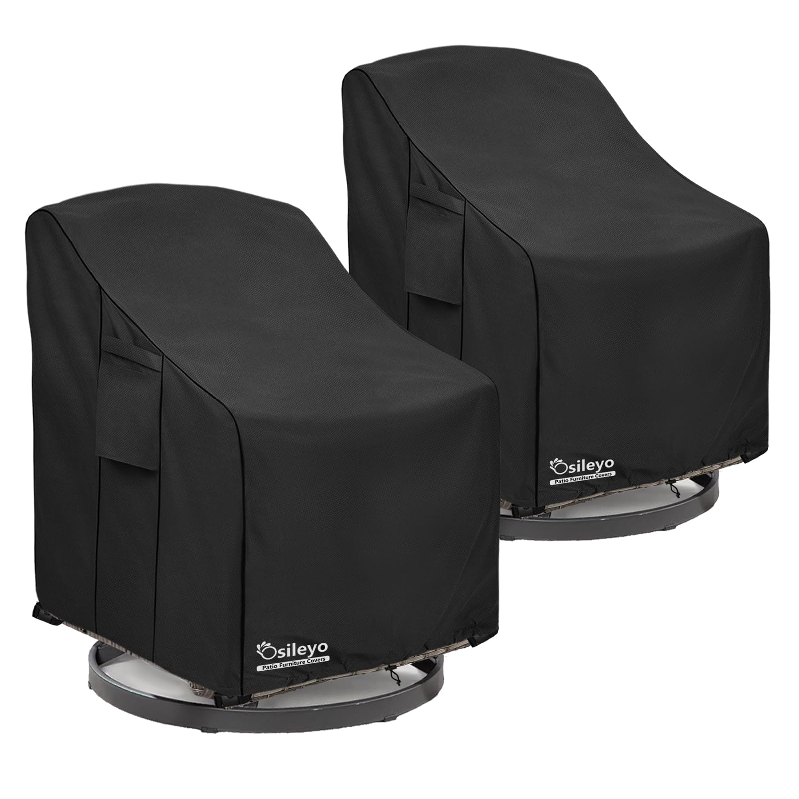 Patio Chair Covers 2 Pack,Swivel Lounge Chair Cover,Waterproof Heavy Duty Patio Furniture Covers for Outdoor Swivel Lounge Chair(33 W x 35 D x 38.5 H inches) Black